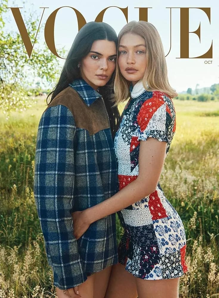 The single input used to generate every mockup below: a real Vogue October cover, two models in a summer field under the VOGUE masthead.