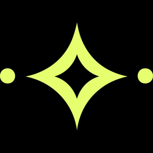 The Starrd mark: a four-pointed chartreuse star with a small dot on either side, turning slowly and pulsing as it goes.